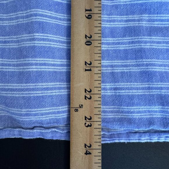 beach lunch lounge Blue Striped Linen-Blend Oversized Knotted Blouse, Size XL - Picture 6 of 6